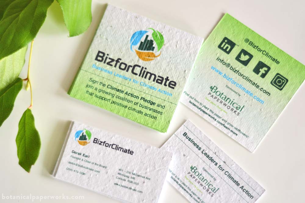 seed paper business cards and coasters from BizforClimate
