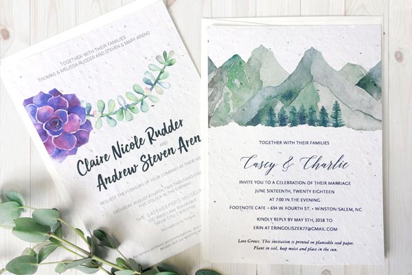 Custom Seed Paper Wedding Invitations from Botanical PaperWorks
