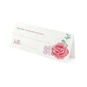 Floral place card design on seed paper.